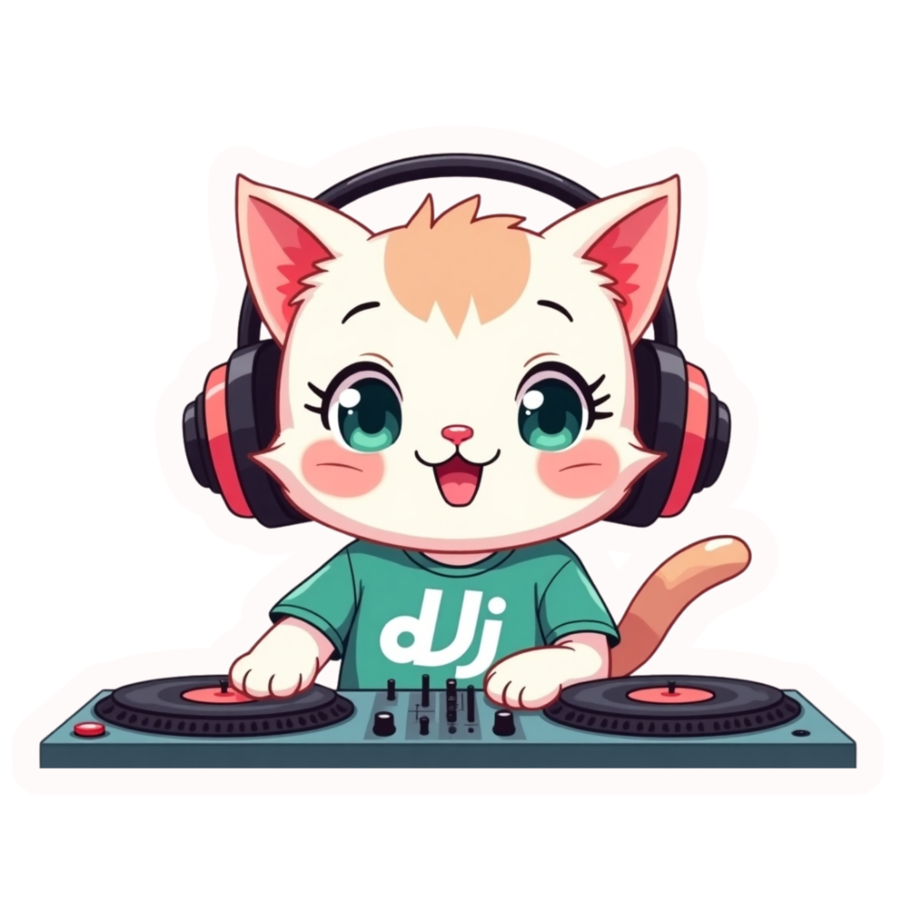 Kawaii DJ Cat Sticker Design 01– [Digital Download]