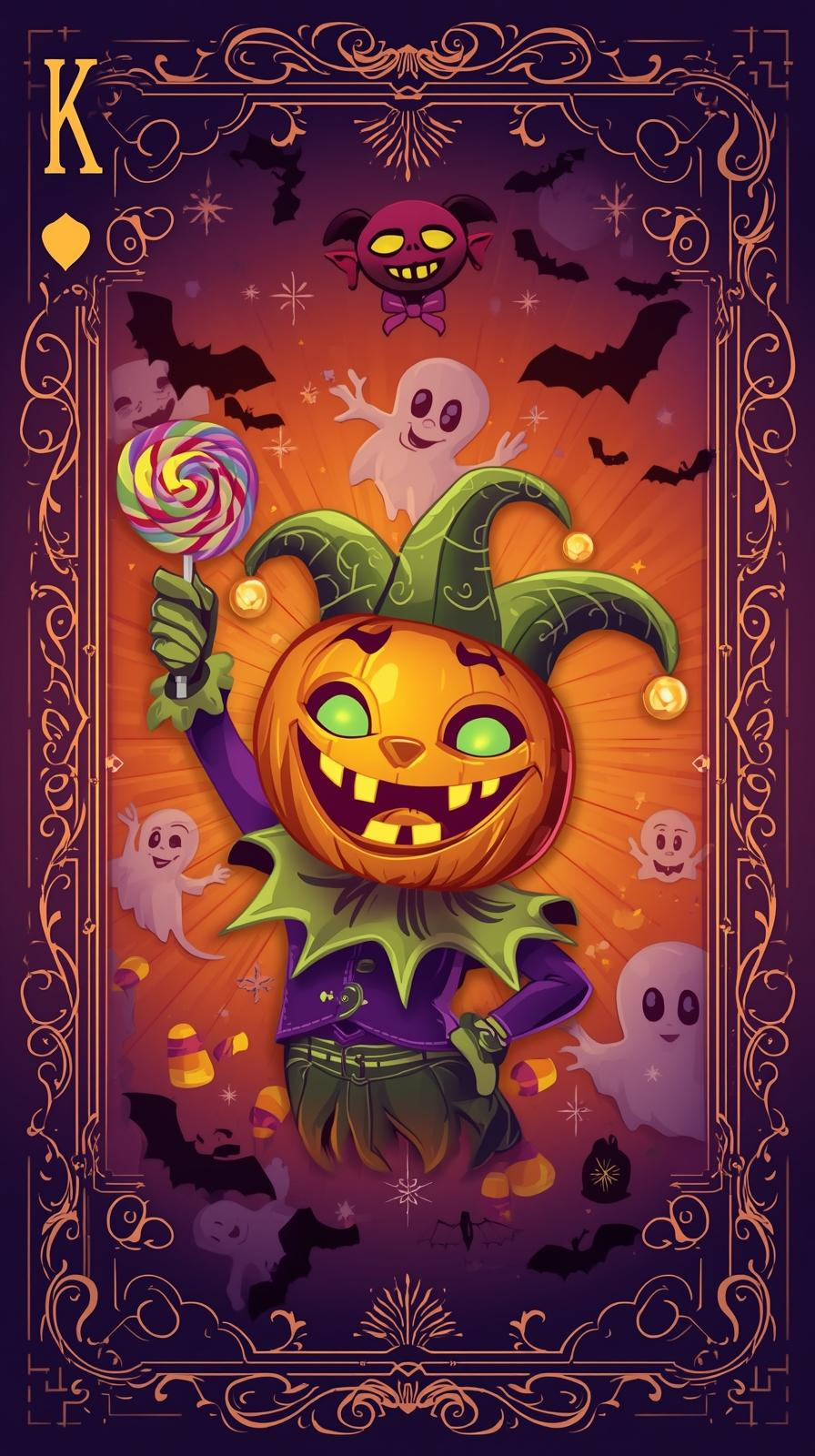 🎃 Funny Pumpkin Jester Halloween Playing Card Bundle 01 – Colorful Spooky Art